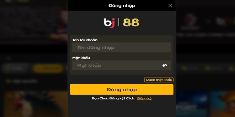 Bước 2: Điền vào thông tin đăng nhập Bj88